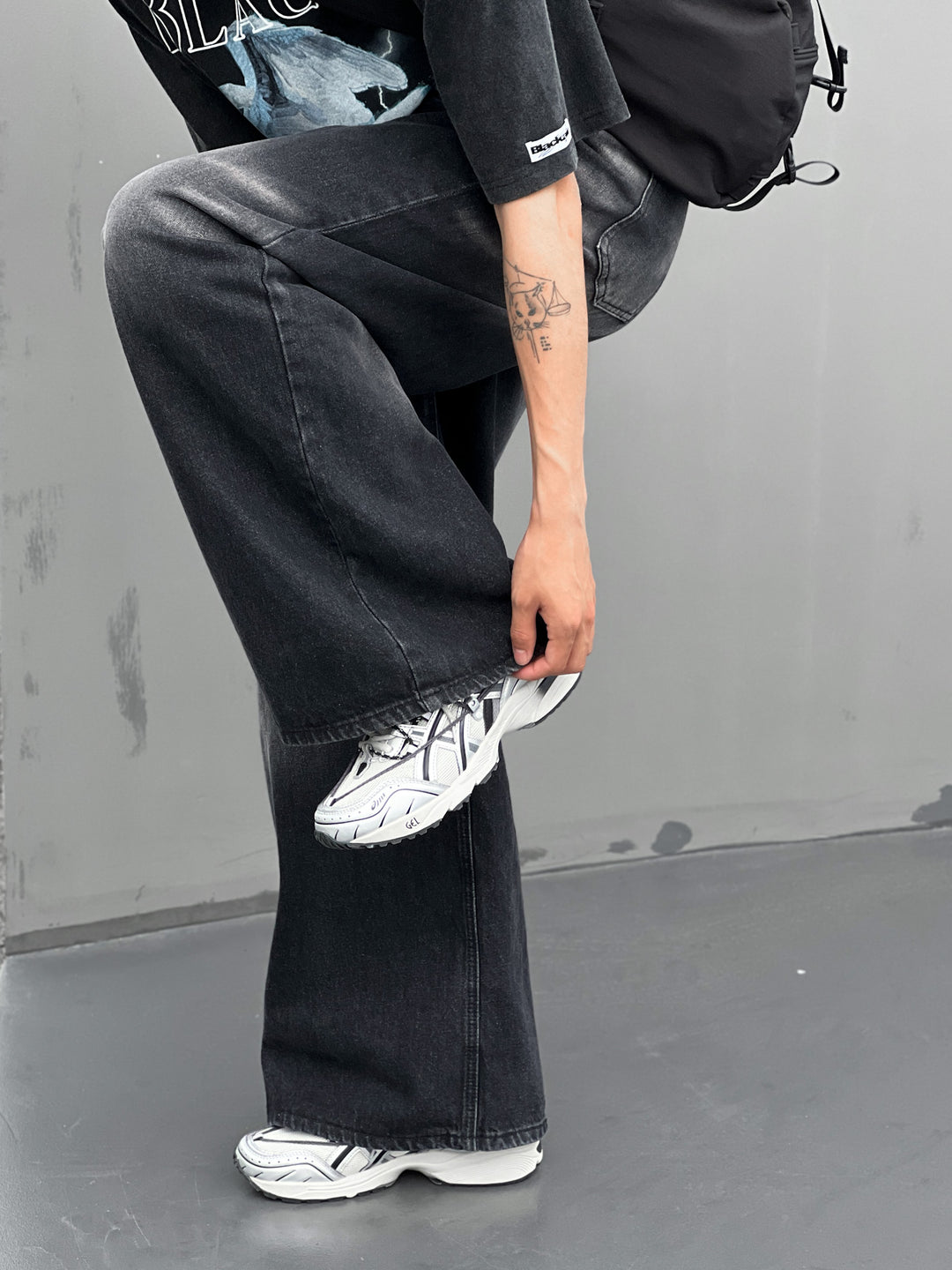 PEOPLESTYLE VintageJeansワイドパンツ PeopleStyle ヴィンテージブルー ワイドレッグジーンズ