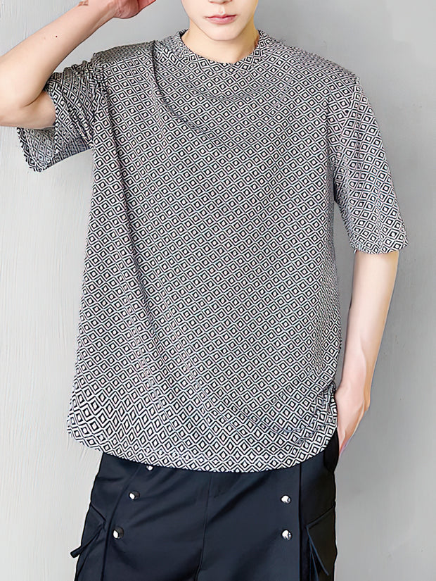 総柄モックネックTシャツ(TS353) - Jacob's warehouse